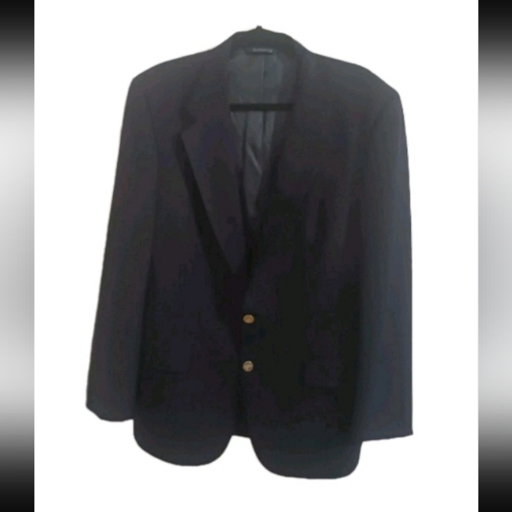 Burberrys Blazer Sportscoat Mens Navy Blue Gold Logo Button Wool Union M…